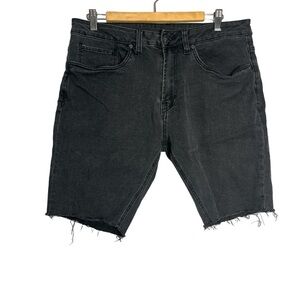 Buffalo David Bitton Parker Slim Denim Cutoff Shorts Aged Black, size 34